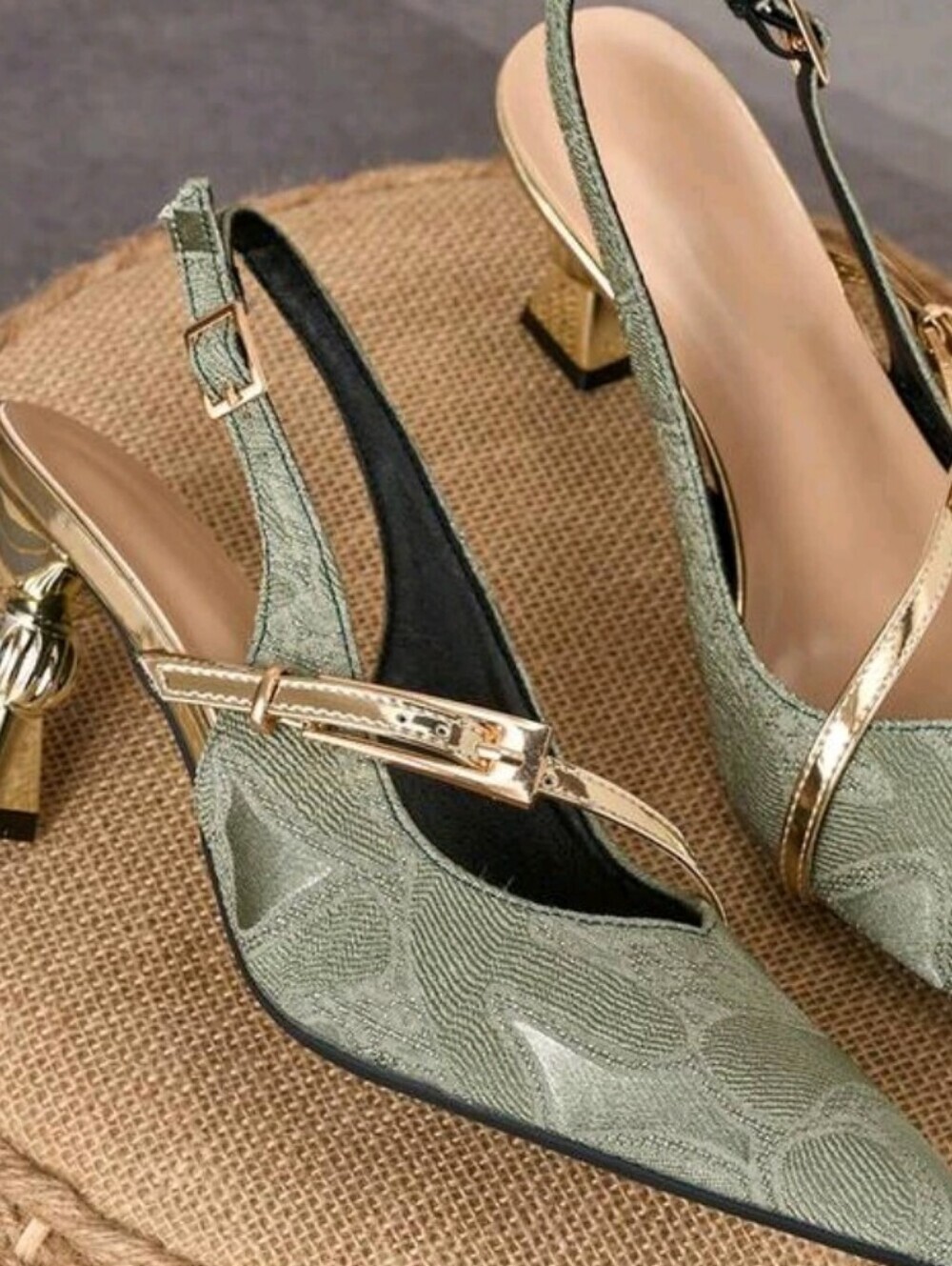 Fashionable Mint Blue High Heels, Women's Metal Decor Pointed Toe Pum